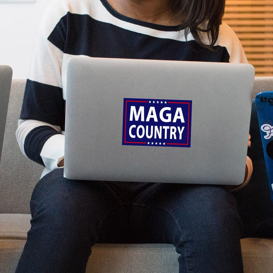 Blue and Red MAGA Country Reflective Bumper Stickers