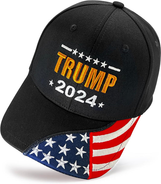 Trump 2024 Hat Black w/ Orange Embroider Adjustable