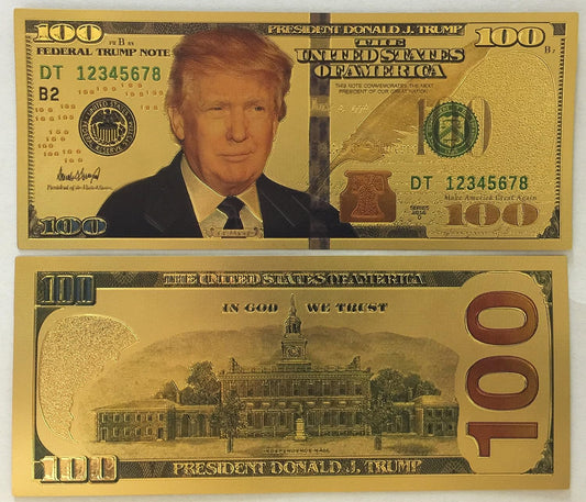 Authentic $100 President Donald Trump Authentic 24kt Gold Plated