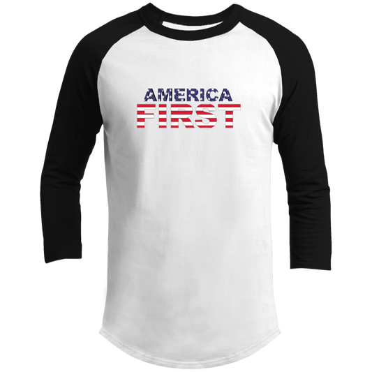 America First Raglan Sleeve Shirt - Trump 2024