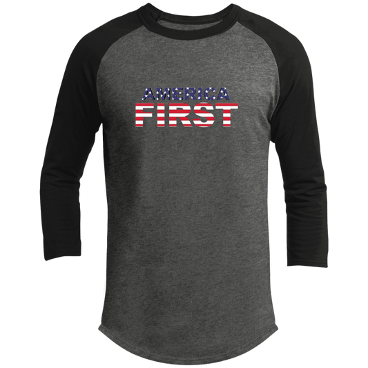 America First Raglan Sleeve Shirt - Trump 2024