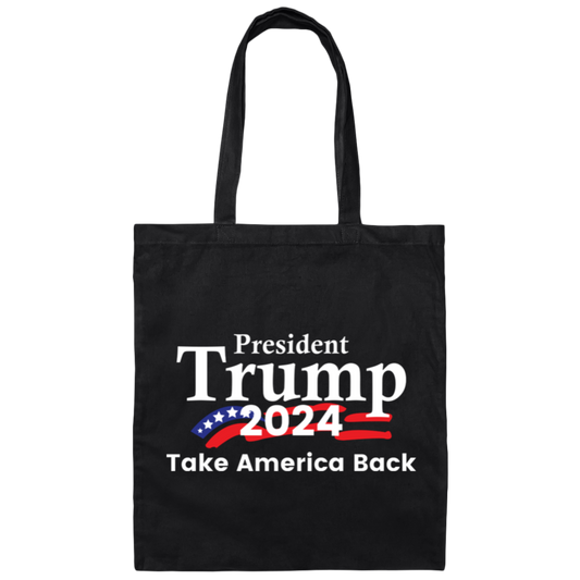 President Trump 2024 Take America Back Canvas Tote Bag