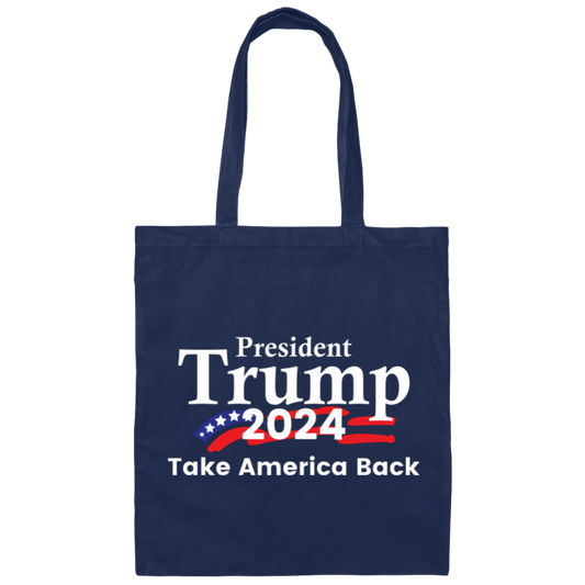 President Trump 2024 Take America Back Canvas Tote Bag