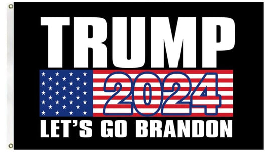 Trump 2024 Flag Black w/ Lets Go Brandon