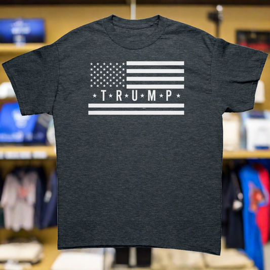 Trump Flag T-Shirt White Flag Dark Shirt