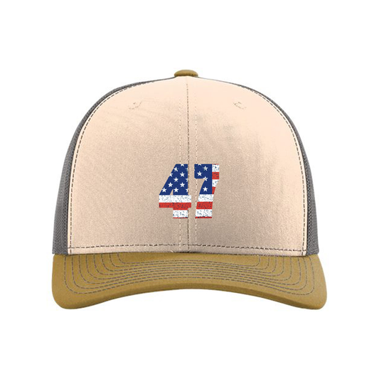 47 Hat - Trump American Flag Patterned 47 Snap-Back