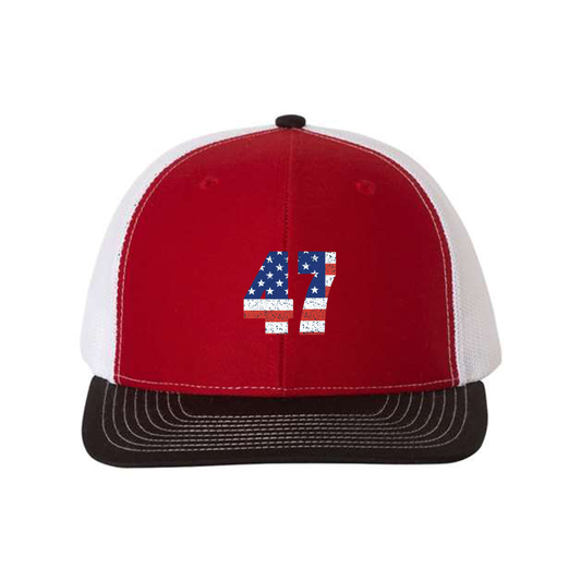 47 Hat - Trump American Flag Patterned 47 Snap-Back