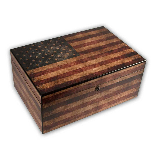 American Flag Cigar Humidor - Large - (personalization option)