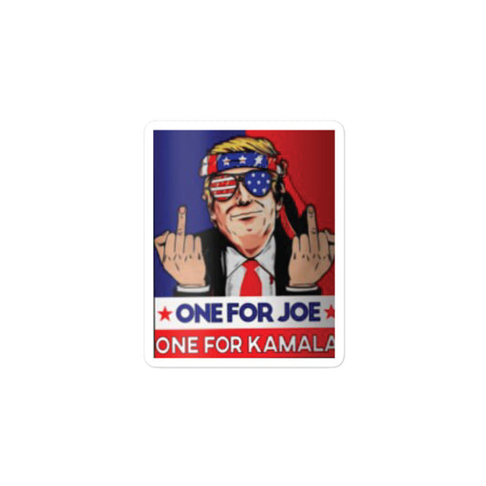 Trump Middle Finger One for Biden One for Harris Sticker