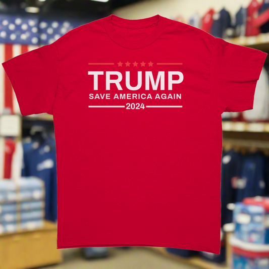 Red Trump Save America Again Red T-shirt Big and Tall Available S- 5XL